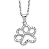 CZ Paw Print 18" Necklace in .925 Sterling Silver - Roxx Fine Jewelry