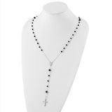 Black Onyx Rosary Necklace in Sterling Silver - Roxx Fine Jewelry