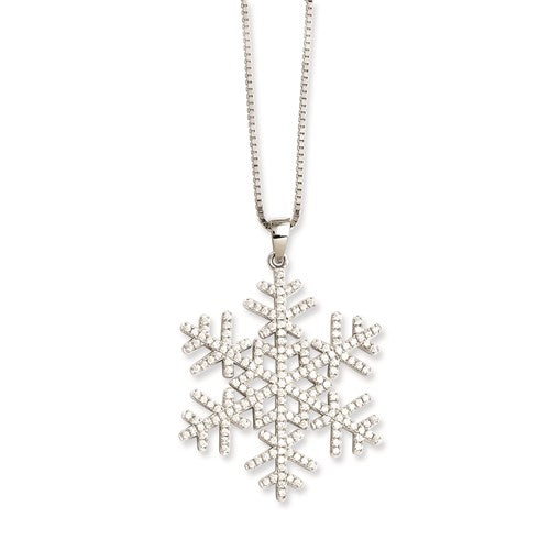 Snowflake CZ Necklace in Sterling Silver 18