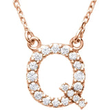 Upper Case Initial Diamond Necklace in 14K Gold