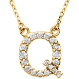 Upper Case Initial Diamond Necklace in 14K Gold