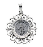 Miraculous Medal Round Filigree in 14K Gold - Roxx Fine Jewelry