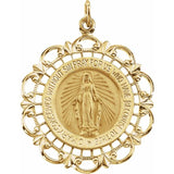 Miraculous Medal Round Filigree in 14K Gold - Roxx Fine Jewelry