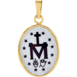 Miraculous Medal Painted Porcelain and 14K Yellow Gold - Roxx Fine Jewelry