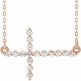 Sideways Cross Diamond Necklace with .33 Cts. Diamonds in 14K Gold - Roxx Fine Jewelry