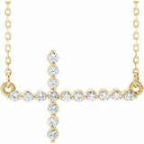 Sideways Cross Diamond Necklace with .33 Cts. Diamonds in 14K Gold - Roxx Fine Jewelry