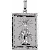 Miraculous Medal Rectangular in 14K Rose, White or Yellow Gold