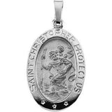 St. Christopher Medal Oval in 14K White or Yellow Gold - Roxx Fine Jewelry