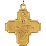 Four Way Cross Pendant 30 x 29mm Satin Finish Polished Edge in 14K Yellow Gold - Roxx Fine Jewelry