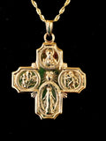 Four Way Medal 41 x 29mm Polished Finish in 14K Yellow Gold - Roxx Fine Jewelry