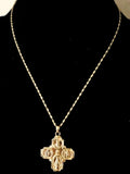 Four Way Medal 41 x 29mm Polished Finish in 14K Yellow Gold - Roxx Fine Jewelry