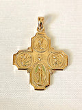 Four Way Medal 41 x 29mm Polished Finish in 14K Yellow Gold - Roxx Fine Jewelry