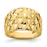 Diamond Cut Marquise Pattern 13mm Wide Tapered Dome Ring