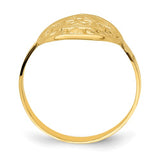 Etruscan Inspired Oval Filigree Shield and Heart Ring in 14K Gold