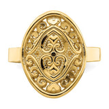 Etruscan Inspired Oval Filigree Shield and Heart Ring in 14K Gold