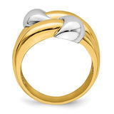 Double Row Two-Tone Beaded Dome Ring in 14K Yellow Gold