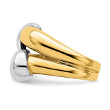 Double Row Two-Tone Beaded Dome Ring in 14K Yellow Gold