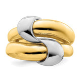 Double Row Two-Tone Beaded Dome Ring in 14K Yellow Gold