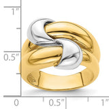 Double Row Two-Tone Beaded Dome Ring in 14K Yellow Gold