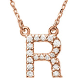 Upper Case Initial Diamond Necklace in 14K Gold