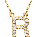 Upper Case Initial Diamond Necklace in 14K Gold