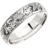 Hand Engraved Band 6mm "Ryan" Comfort Fit Band with Milgrain Edge in 14K Yellow Gold - Roxx Fine Jewelry