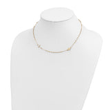 Sideways Cross 16" Rosary Necklace in 14K Yellow Gold
