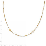 Sideways Cross 16" Rosary Necklace in 14K Yellow Gold