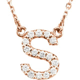 Upper Case Initial Diamond Necklace in 14K Gold