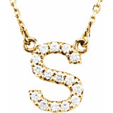 Upper Case Initial Diamond Necklace in 14K Gold