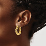 25mm Twisted Round Hoop Earrings in 14K White or Yellow Gold