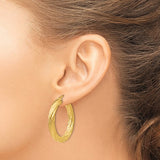 Polished and Textured Hoop Earrings 3 Sizes in 14K Gold