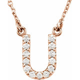 Upper Case Initial Diamond Necklace in 14K Gold