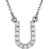 Upper Case Initial Diamond Necklace in 14K Gold