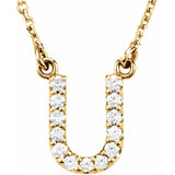 Upper Case Initial Diamond Necklace in 14K Gold