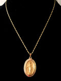 Miraculous Medal Oval 33 x 20mm in 14K Yellow Gold - Roxx Fine Jewelry