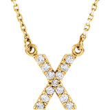 Upper Case Initial Diamond Necklace in 14K Gold