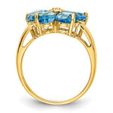 Flower Shaped Gemstone and Diamond Ring in 14K Yellow Gold