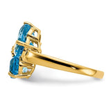 Flower Shaped Gemstone and Diamond Ring in 14K Yellow Gold