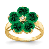 Flower Shaped Gemstone and Diamond Ring in 14K Yellow Gold