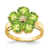Flower Shaped Gemstone and Diamond Ring in 14K Yellow Gold