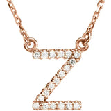 Upper Case Initial Diamond Necklace in 14K Gold