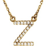 Upper Case Initial Diamond Necklace in 14K Gold
