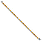 Citrine and Diamond 10.90 ct. TCW Tennis Line Bracelet in 14K White Gold