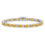Citrine and Diamond 10.90 ct. TCW Tennis Line Bracelet in 14K White Gold