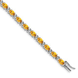 Citrine and Diamond 10.90 ct. TCW Tennis Line Bracelet in 14K White Gold