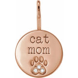 Dog Mom or Cat Mom Diamond Pawprint Charm in 14K Gold or Platinum