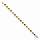 Oval Bezel-Set Rainbow Gemstone 7.84 Ct. Bracelet in 14K Yellow Gold