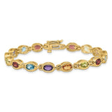 Oval Bezel-Set Rainbow Gemstone 7.84 Ct. Bracelet in 14K Yellow Gold