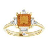 302® Fine Jewelry Citrine and Diamond Geometric Ring in 14K Yellow Gold